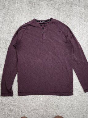 Public Rec Henley Shirt Mens Large Red Long Sleeve Pima Cotton Tencel Stretch